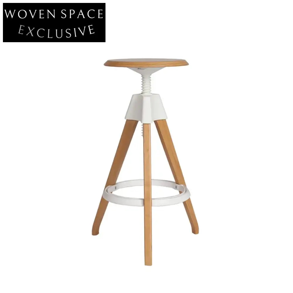 Minimalist Solid Wood Adjustable Height Round Bar Stool and Dining Chair