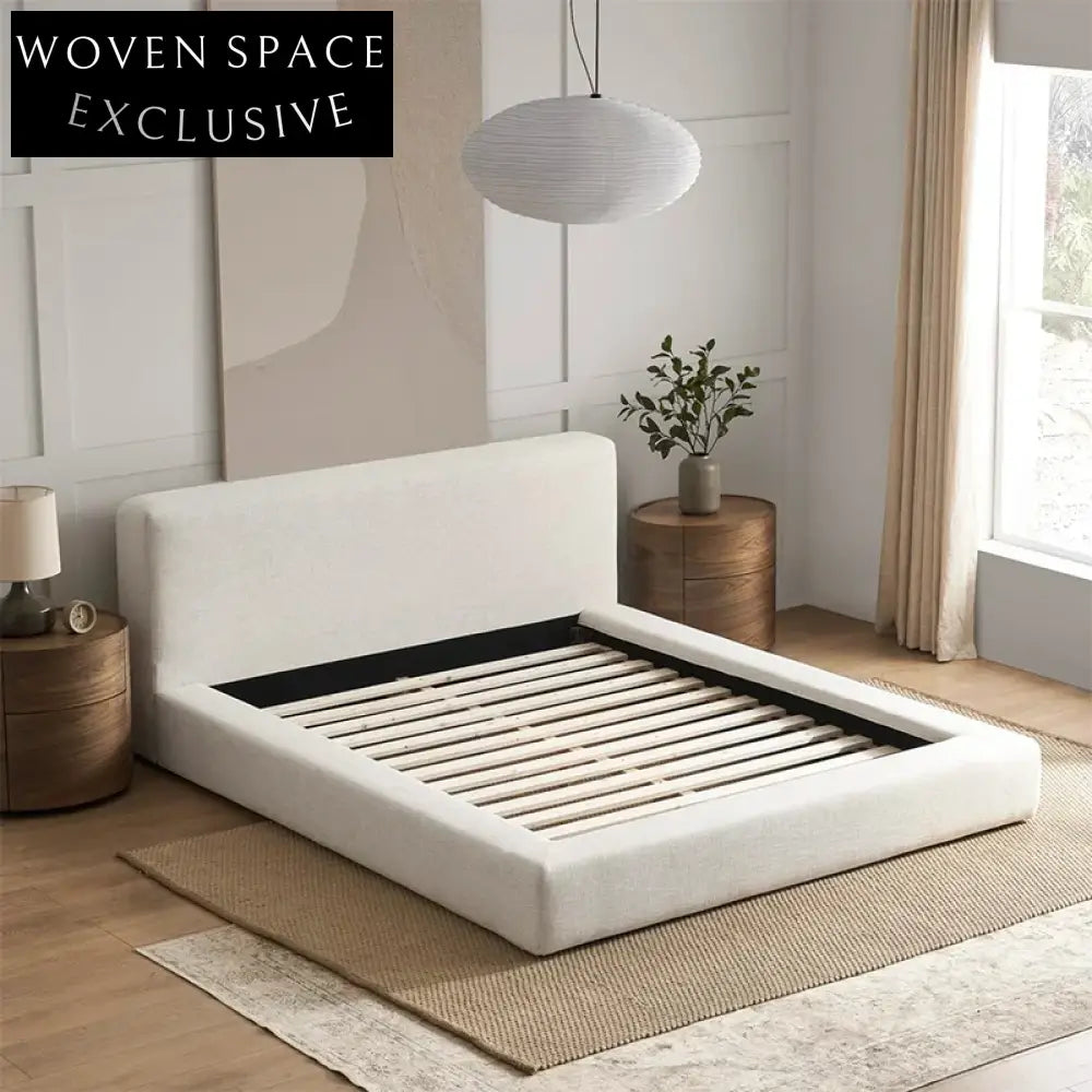 Minimalist Solid Wood Linen Fabric Upholstered King & Double Size Bed