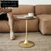 Minimalist Solid Wood Round Coffee Table with Golden Metal Base