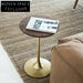 Minimalist Solid Wood Round Coffee Table with Golden Metal Base