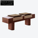 Minimalist Solid Wood Two-Seat Fabric Upholstered Ottoman Bench