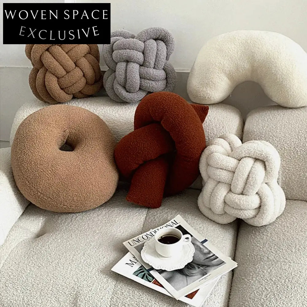 Minimalist Square Knot Pillow Cushion - Cozy Fabric Home Decor Accent