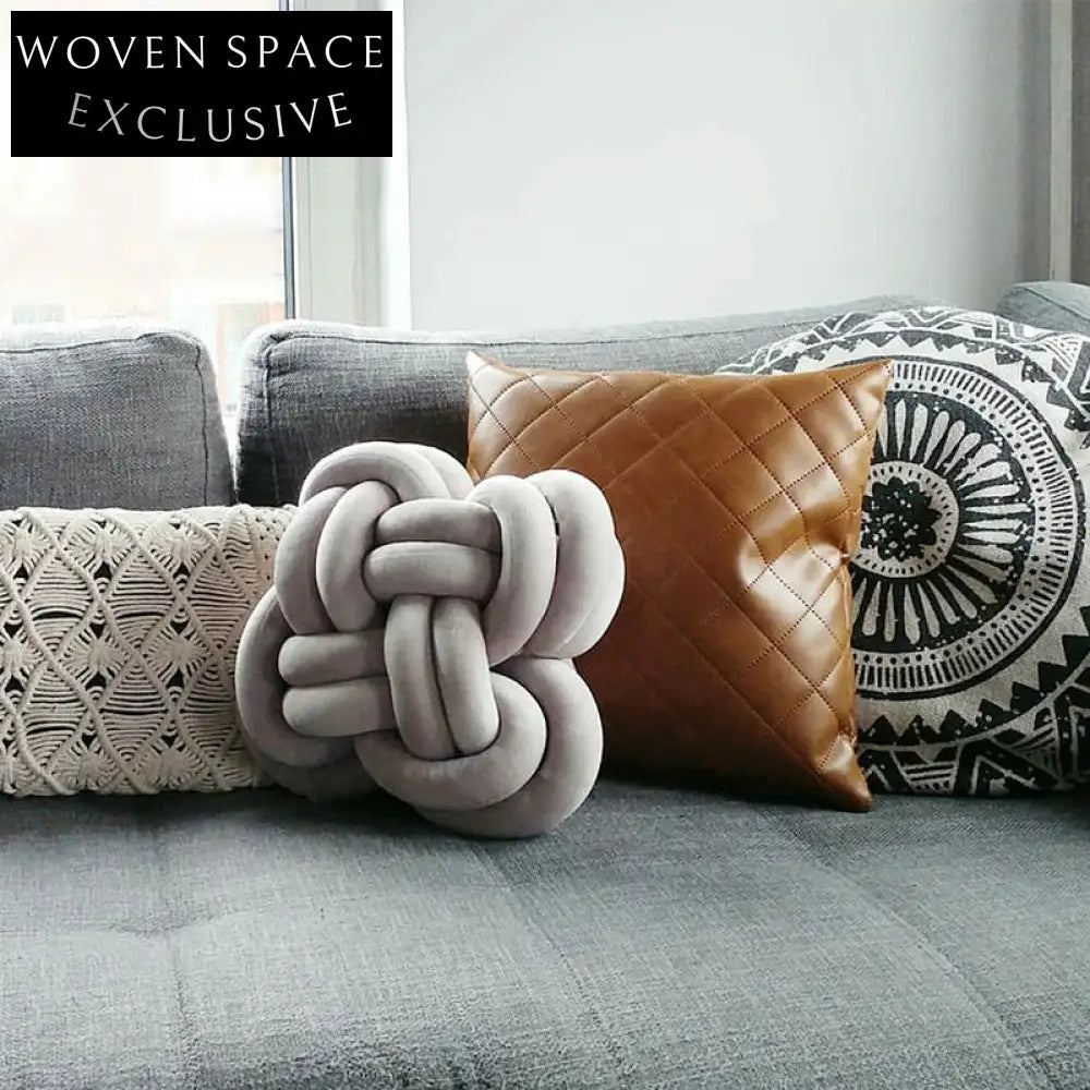 Minimalist Square Knot Pillow Cushion - Cozy Fabric Home Decor Accent