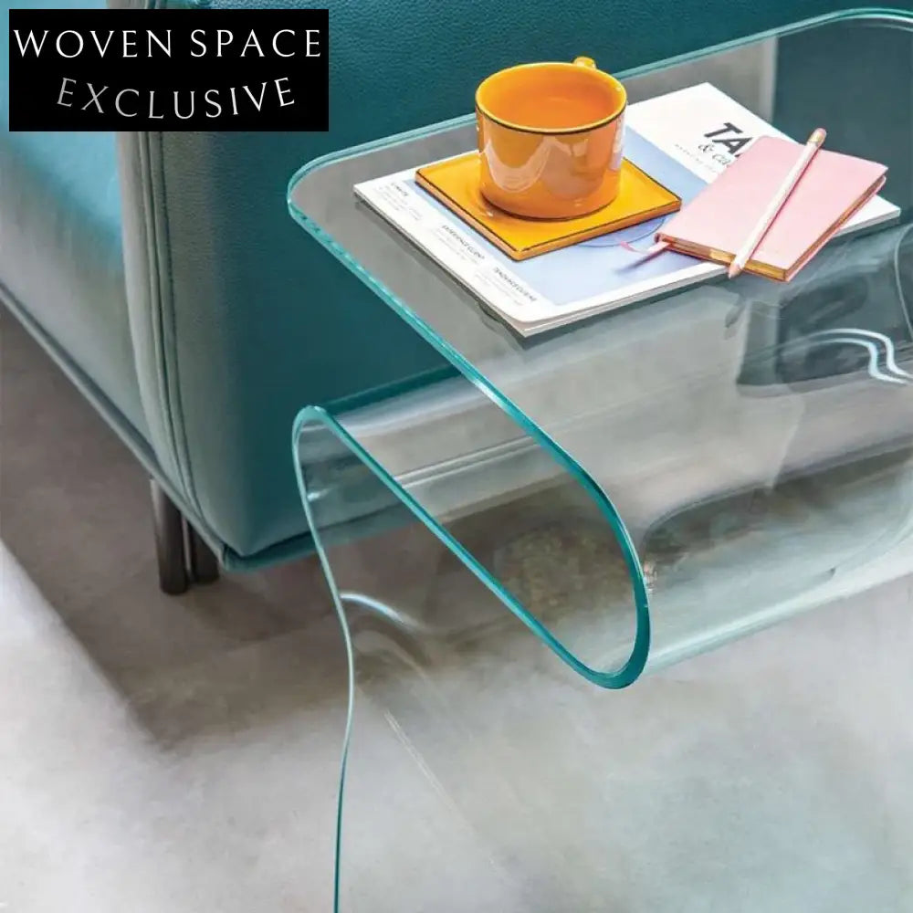 Minimalist Transparent Acrylic Glass Sofa Side Modern Unique Coffee Table