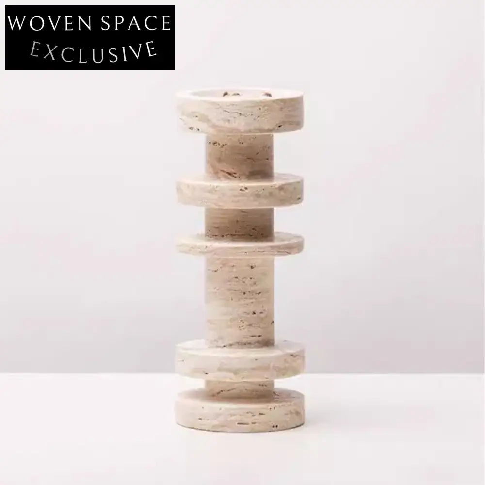 Minimalist Travertine Texture Candle Holder Stand for Modern Home Decor