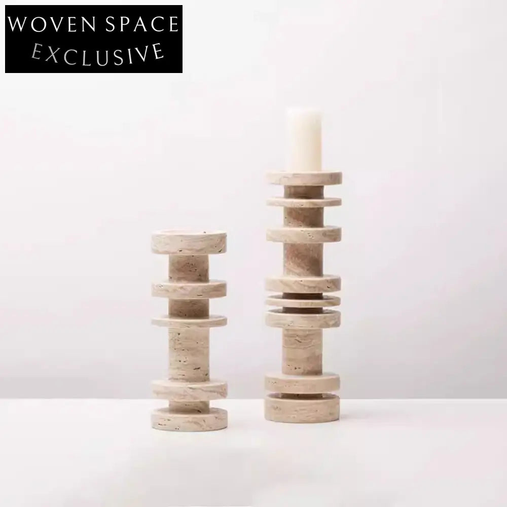 Minimalist Travertine Texture Candle Holder Stand for Modern Home Decor