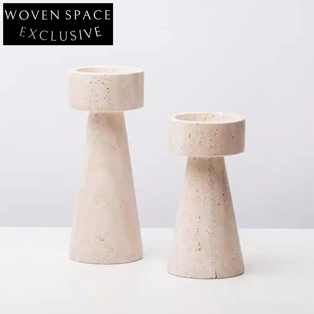 Minimalist Travertine Texture Candle Holder Stand for Modern Home Decor