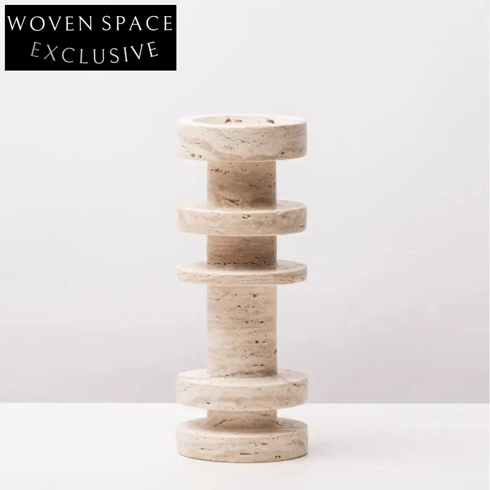 Minimalist Travertine Texture Candle Holder Stand for Modern Home Decor