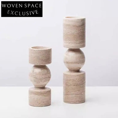 Minimalist Travertine Texture Candle Holder Stand for Modern Home Decor