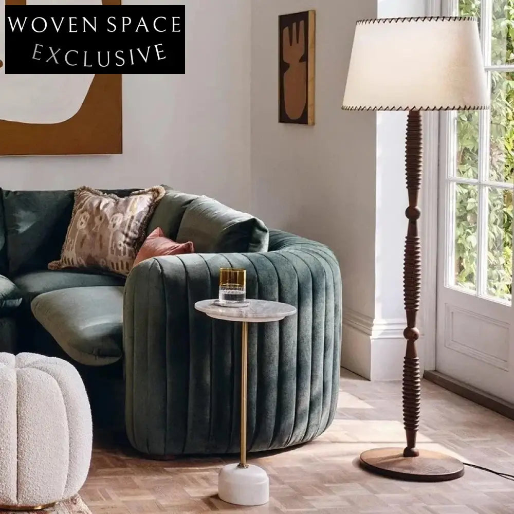 Minimalist Wabi-Sabi Natural Fabric Wood Floor Lamp