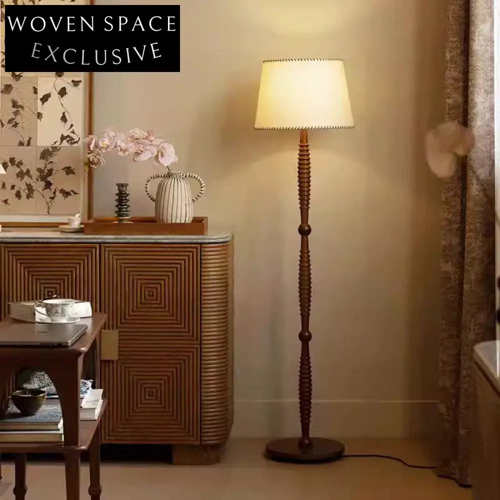Minimalist Wabi-Sabi Natural Fabric Wood Floor Lamp