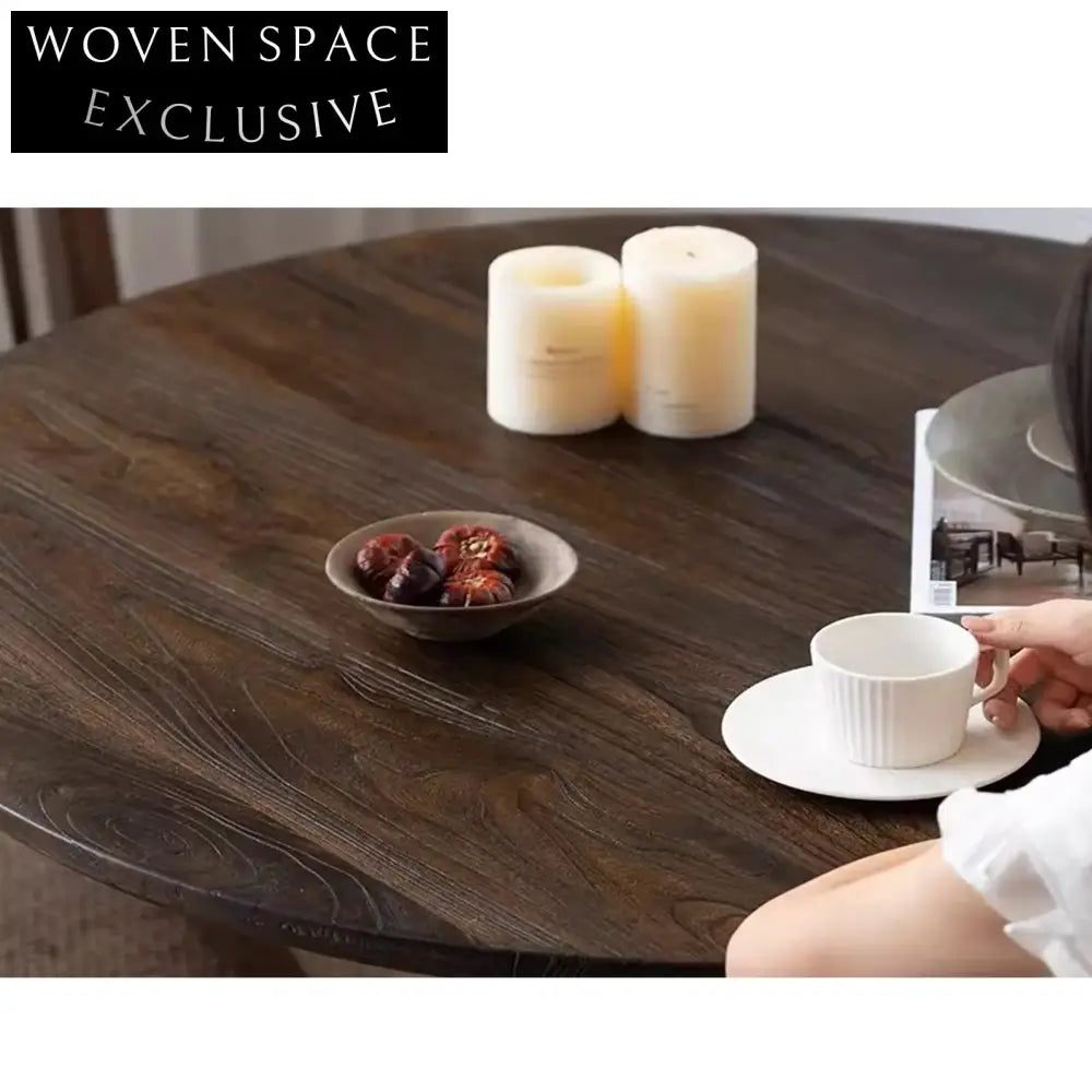 Minimalist Wabi Sabi Solid Wood Contemporary Round Dining Table