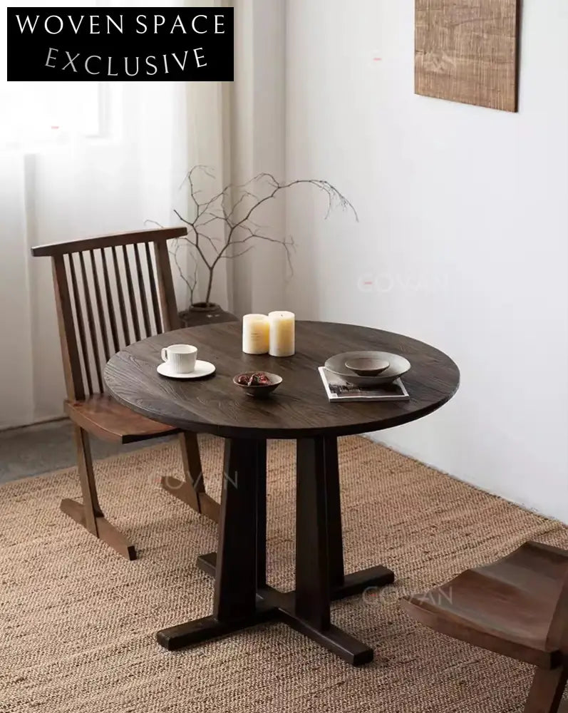 Minimalist Wabi Sabi Solid Wood Contemporary Round Dining Table
