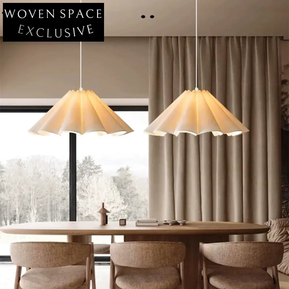 Minimalist Wabisabi Fabric LED Pendant Lamp for Elegant Dining Room Lighting
