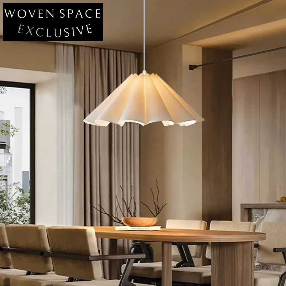 Minimalist Wabisabi Fabric LED Pendant Lamp for Elegant Dining Room Lighting