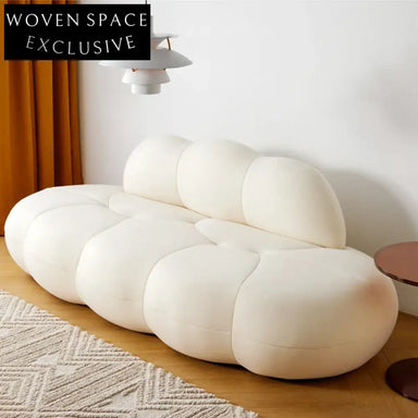 Minimalist White Fabric Chesterfield Floor Sofa for Small Living Spaces