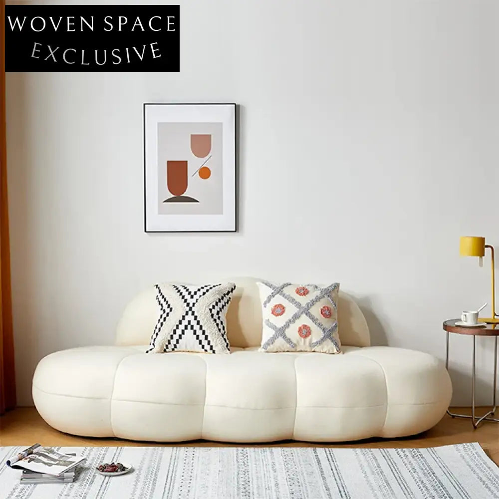 Minimalist White Fabric Chesterfield Floor Sofa for Small Living Spaces