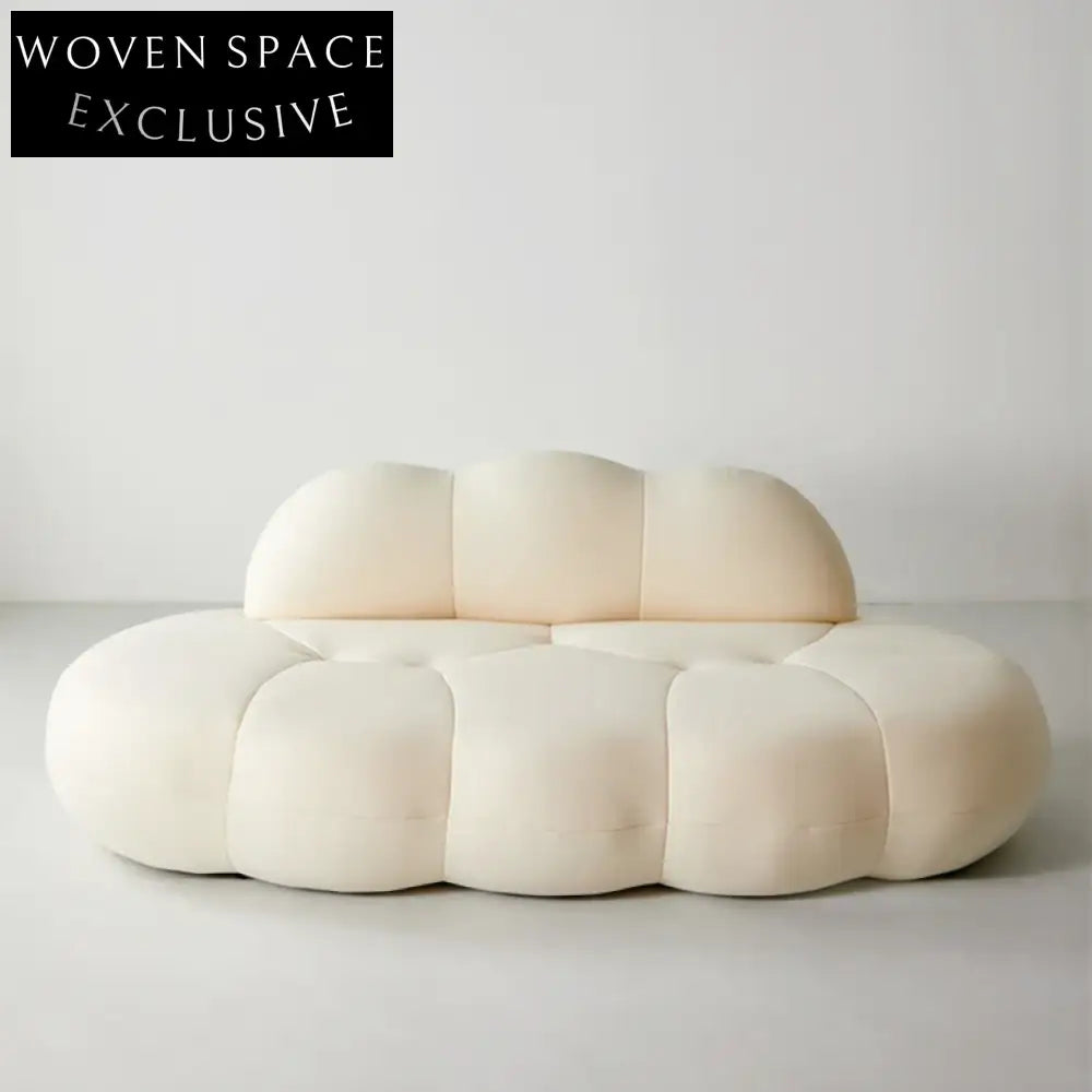 Minimalist White Fabric Chesterfield Floor Sofa for Small Living Spaces