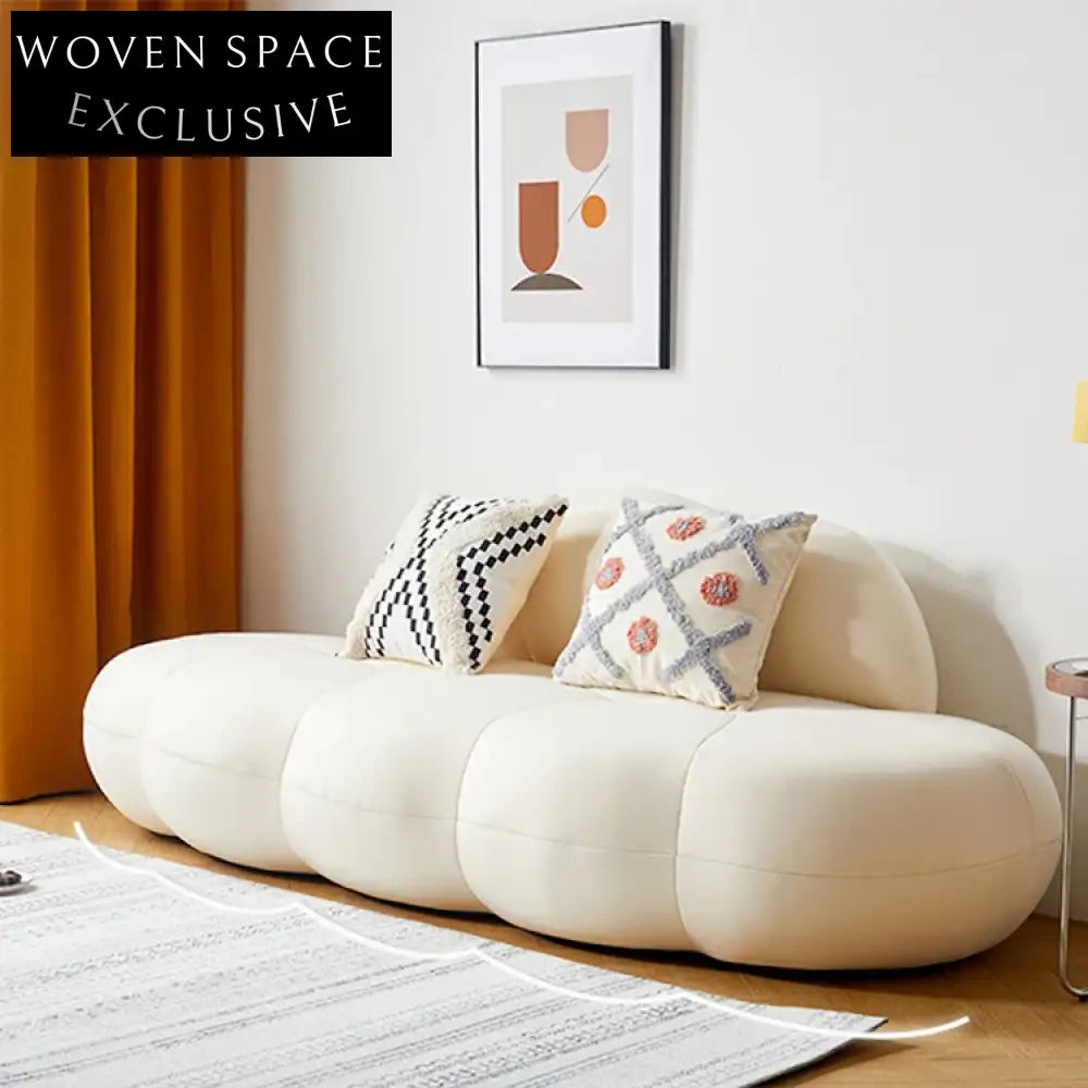 Minimalist White Fabric Chesterfield Floor Sofa for Small Living Spaces