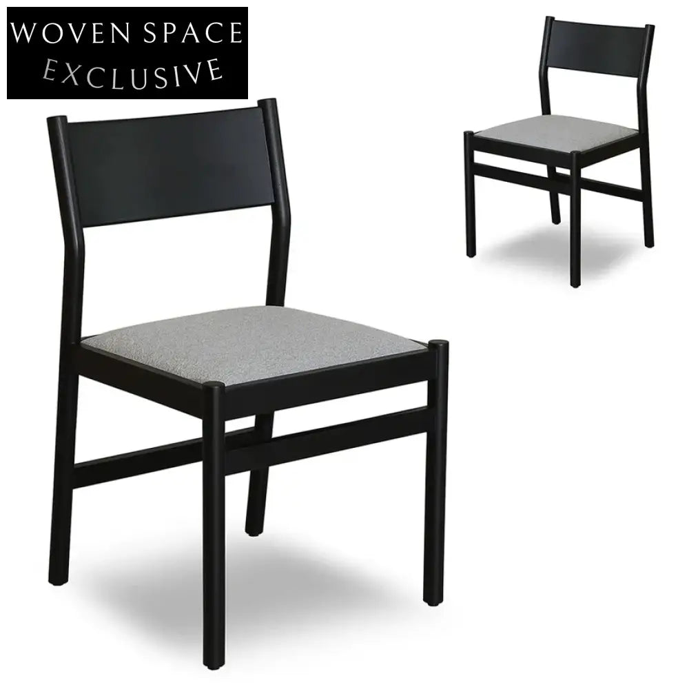 Mirit Black Dining Chair - Moon Grey (Set of 2)