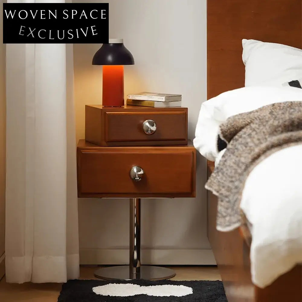 Modern 2-Drawer Night Stand with Durable Metal Legs, Contemporary Bedside Table