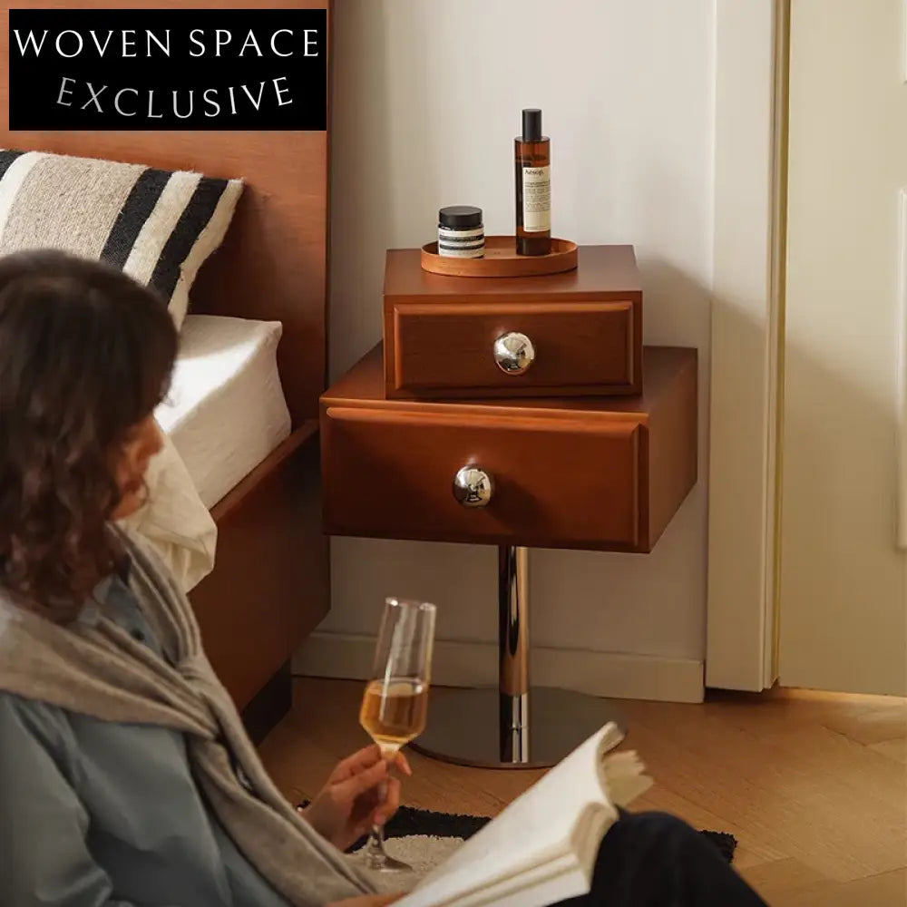 Modern 2-Drawer Night Stand with Durable Metal Legs, Contemporary Bedside Table