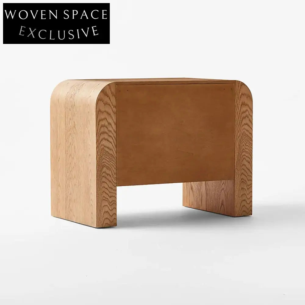 Modern 2-Drawer Plywood Frame Solid Wood Veneer Bedside Nightstand