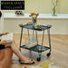 Modern 2-Tier Rolling Metal Storage Trolley, Sofa Side Table Organizer Rack