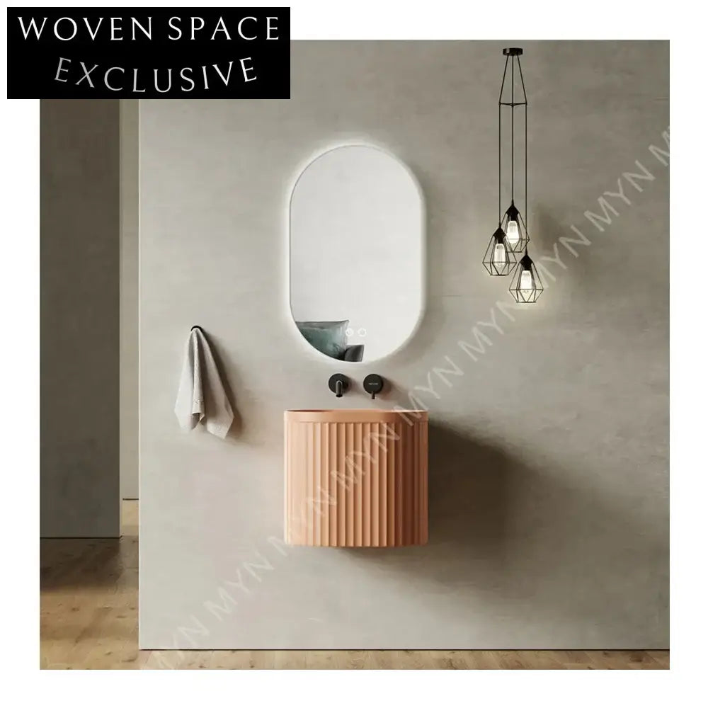 Modern 20-Inch Fluted Artificial Stone Wall-Mounted Bathroom Vanity Sink