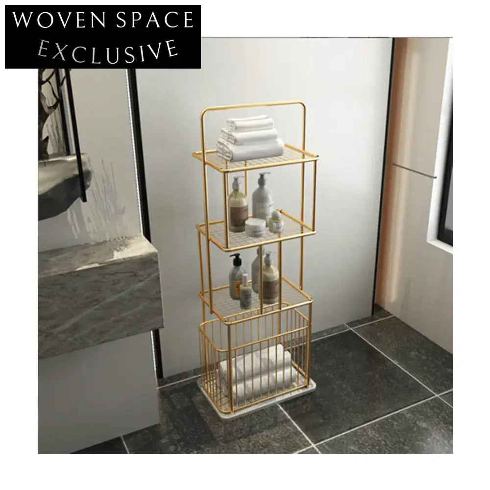 Modern 3-Tier Freestanding Steel Towel Rack with Marble Base