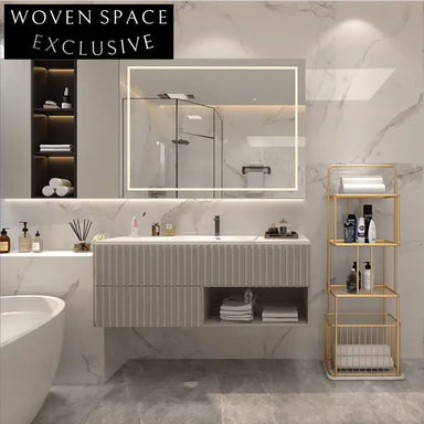 Modern 3-Tier Freestanding Towel Rack with Marble Base for Bathroom Organization