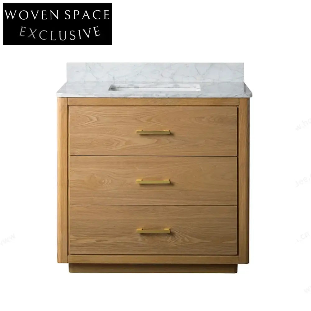 Modern 36-inch Freestanding Single Sink Bathroom Vanity with Carrara Marble Top
