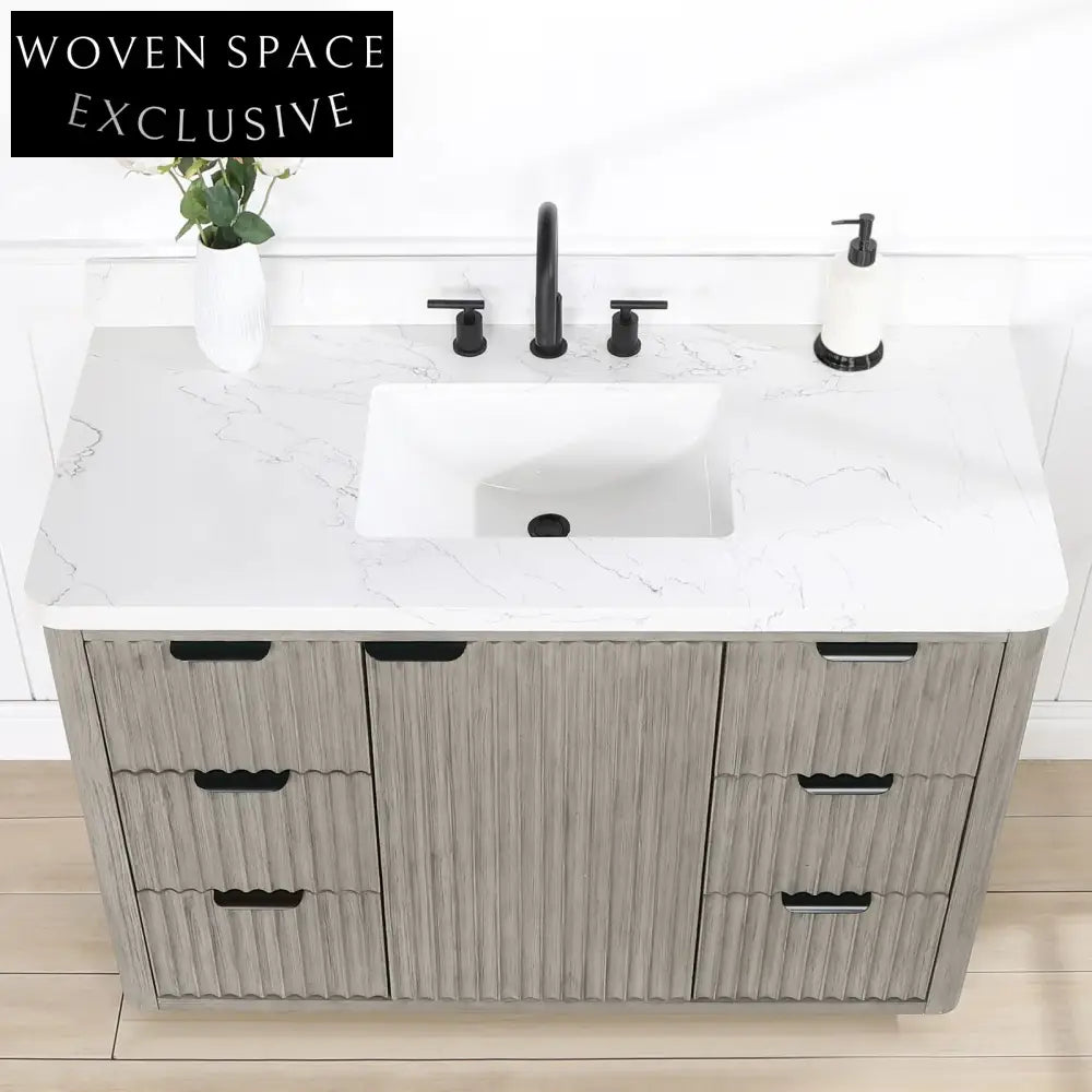 Modern 48-Inch Bathroom Vanity with Integrated Sink, Storage Cabinet, and Drawers
