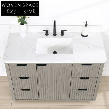 Modern 48-Inch Bathroom Vanity with Integrated Sink, Storage Cabinet, and Drawers