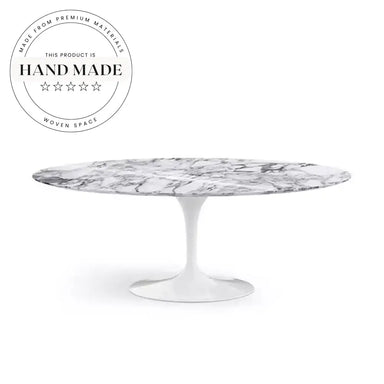 Modern 6 Seater Natural Marble Oval Dining Table