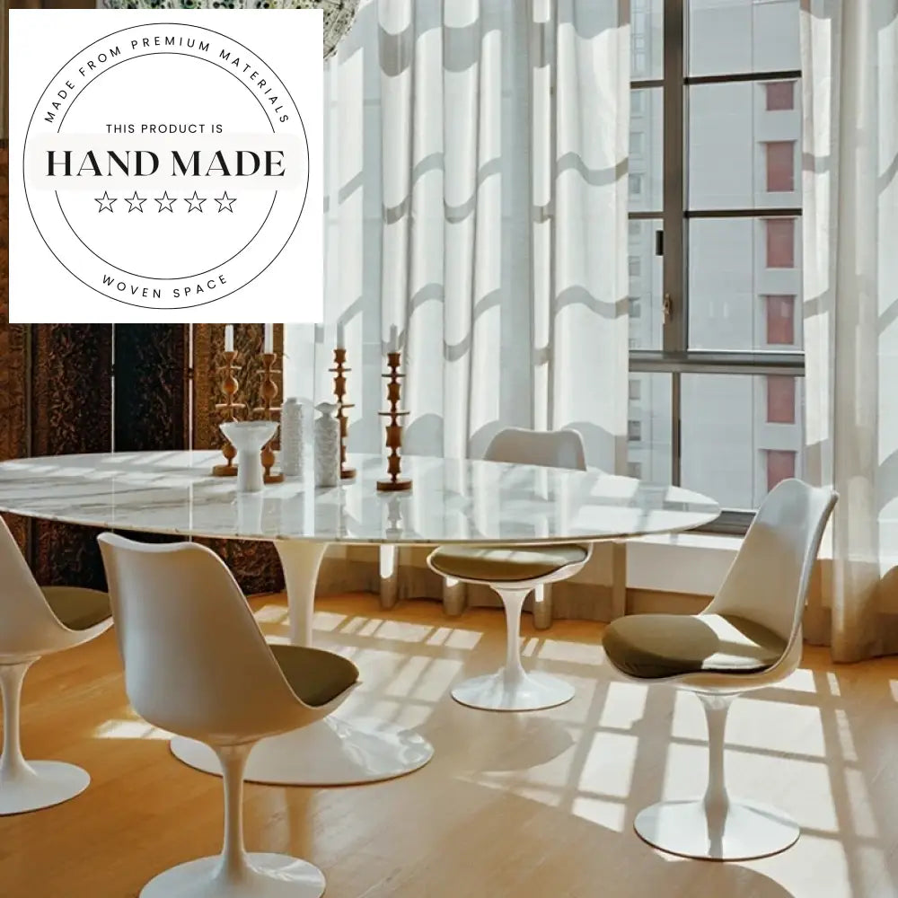 Modern 6 Seater Natural Marble Oval Dining Table