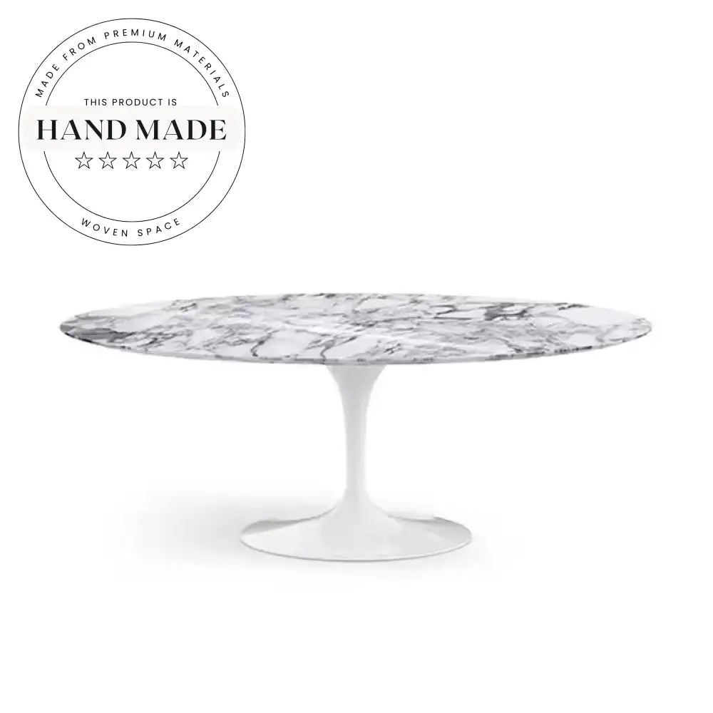Modern 6 Seater Natural Marble Oval Dining Table