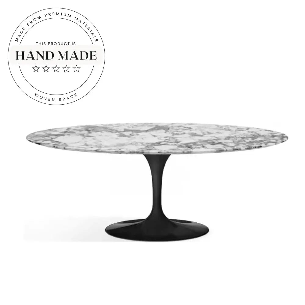 Modern 6 Seater Natural Marble Oval Dining Table