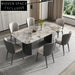 Modern 6-Seater Rectangle Slate Top Dining Room Table with Black Metal Legs