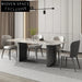 Modern 6-Seater Rectangle Slate Top Dining Room Table with Black Metal Legs