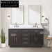 Modern 60-Inch Black Melamine Double Sink Bathroom Vanity Combo with Storage