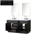 Modern 60-Inch Black Melamine Double Sink Bathroom Vanity Combo with Storage