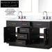 Modern 60-Inch Black Melamine Double Sink Bathroom Vanity Combo with Storage