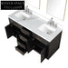 Modern 60-Inch Black Melamine Double Sink Bathroom Vanity Combo with Storage