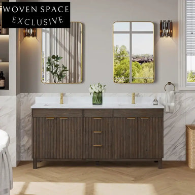 Modern 60-inch Floor Standing Bathroom Vanity with Quartz Top