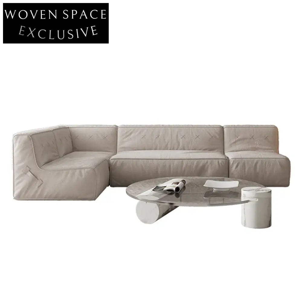 Modern 7-Seater Sectional Fabric Sofa Set, L-Shaped Low Arm Leisure Couch