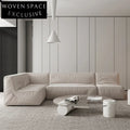 Modern 7-Seater Sectional Fabric Sofa Set, L-Shaped Low Arm Leisure Couch