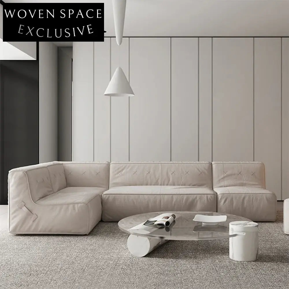 Modern 7-Seater Sectional Fabric Sofa Set, L-Shaped Low Arm Leisure Couch