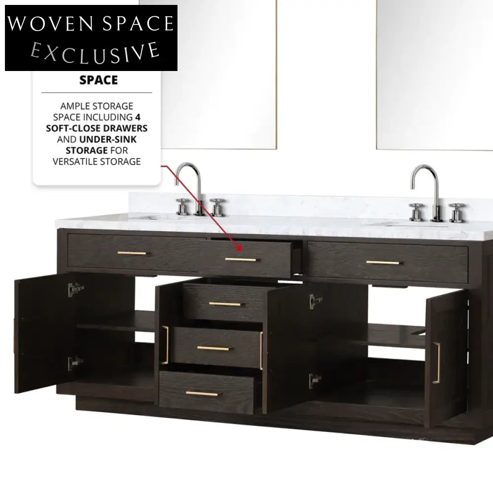Modern 84-inch Black Melamine Floor Mounted Bathroom Storage Vanity Combo