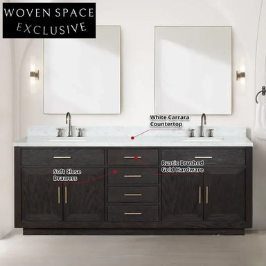 Modern 84-inch Black Melamine Floor Mounted Bathroom Storage Vanity Combo